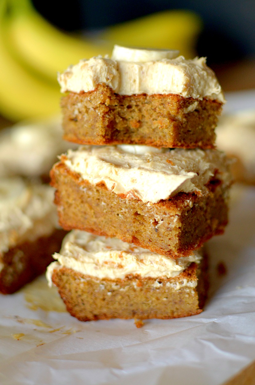 Flourless Gluten-Free Banana Cake With Peanut Butter Frosting (Paleo