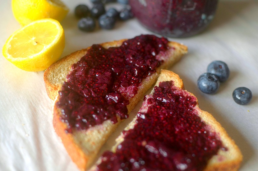 Healthy Lemon Blueberry Chia Seed Jam is an easy, refreshing summer jam recipe that can be made in less than 20 minutes w/ only 4 ingredients! Vegan + Paleo