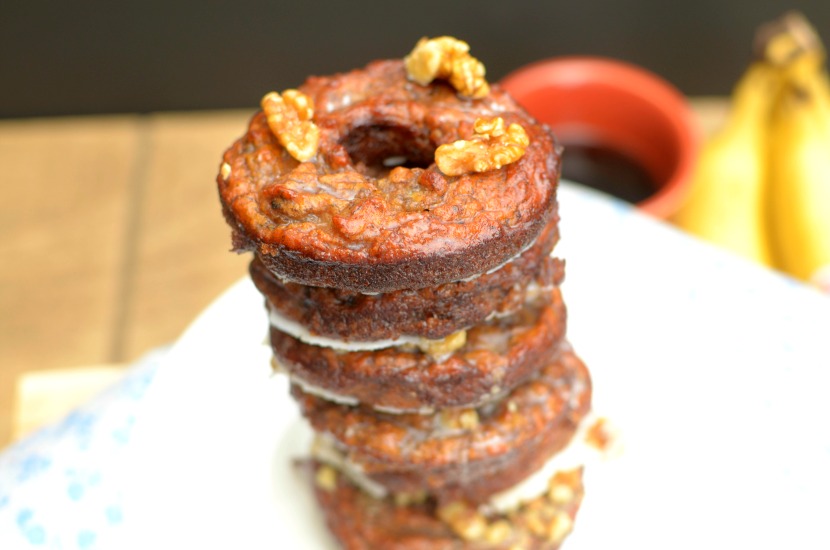 These Paleo Maple Banana Donuts with a Maple Glaze are a delicious and healthy breakfast with a large mug of coffee! They are also Paleo and Gluten-free!