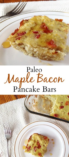 Oven Baked Paleo Pancake Bars with Maple syrup and BBBBBBBACON!!!