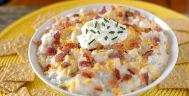 Healthy Loaded Baked Potato Dip is the perfect appetizer or side dish for your next game day or party! You won't that it's made with real, whole food ingredients! Gluten-free, grain-free, dairy-free options!