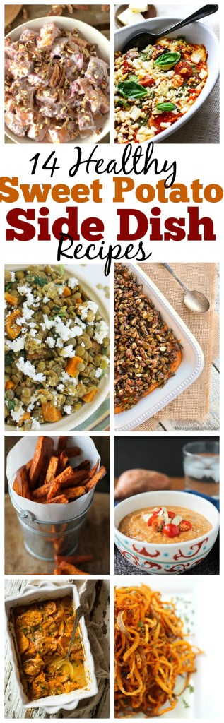 Do you love sweet potatoes? Here are 14 Healthy Sweet Potato Side Dish recipes for you and your family to enjoy for the upcoming Holidays!