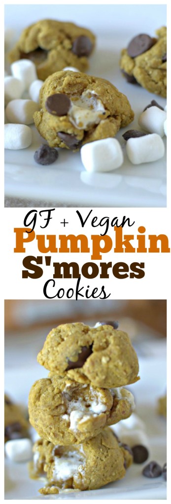 These gluten free and vegan Pumpkin S'mores Cookies make the perfect addition to your holiday cookie tray and will become your family's favorite! 