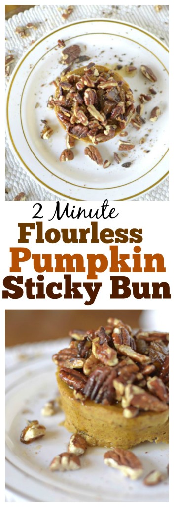 Healthy single serving paleo Flourless Pumpkin Sticky Bun made with in 2 minutes with only a few ingredients