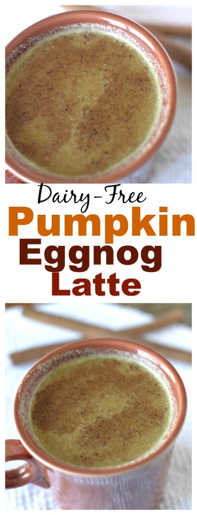 This Pumpkin Eggnog Latte is a delicious healthy seasonal flavored drink that is so easy-to-make and much cheaper than Starbucks!