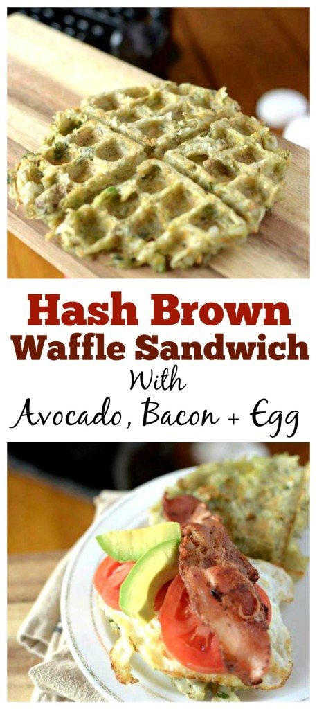 In a breakfast rut? Try this healthy Hash brown Waffle Egg Sandwich with Avocado! Its paleo-friendly, gluten-free and grain-free!