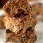 These Cherry Garcia Paleo Banana Bread Bars are a delicious and healthy combine the tasty chocolate and cherry ice cream flavor with classic banana bread! They are the perfect breakfast or snack and are gluten-free with a vegan option!