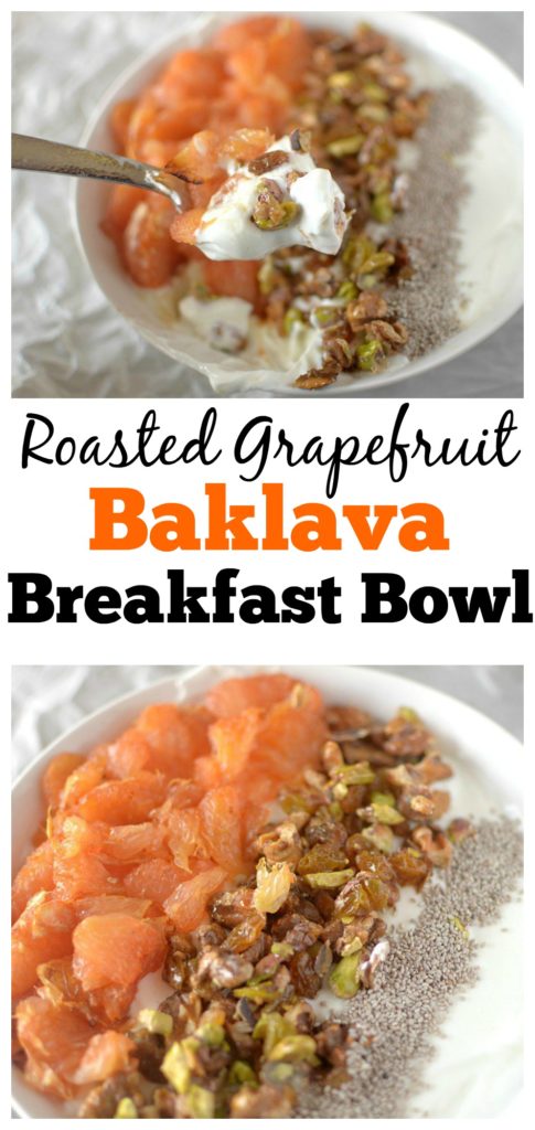 Looking for a flavorful and filling breakfast bowl? Try this Roasted Grapefruit Baklava Breakfast Bowl! Vegan & Paleo friendly!