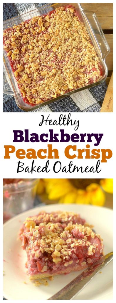This Blackberry Peach Crisp Baked Oatmeal is the perfect healthy breakfast that tastes like dessert. It's filled with fresh summer fruit and is vegan & gluten-free!