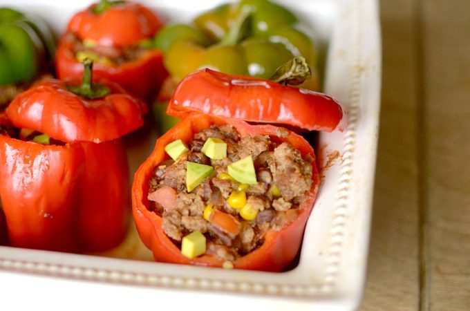 EASY Burrito Bowl Stuffed Peppers {Whole30 Option}