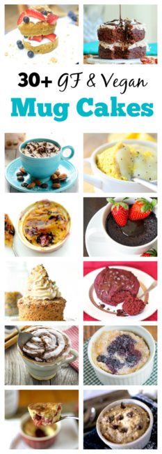 Do you love mug cakes? Well here is a round-up of over 30 easy-to-make and healthy Mug Cake Recipes that are also gluten-free and vegan friendly!
