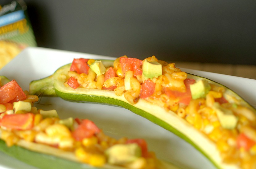 Southwest Mac & Cheeze Stuffed Zucchini is a delicious, hearty and kid-friendly dinner that will please kids and adults-alike! Also vegan and gluten-free!