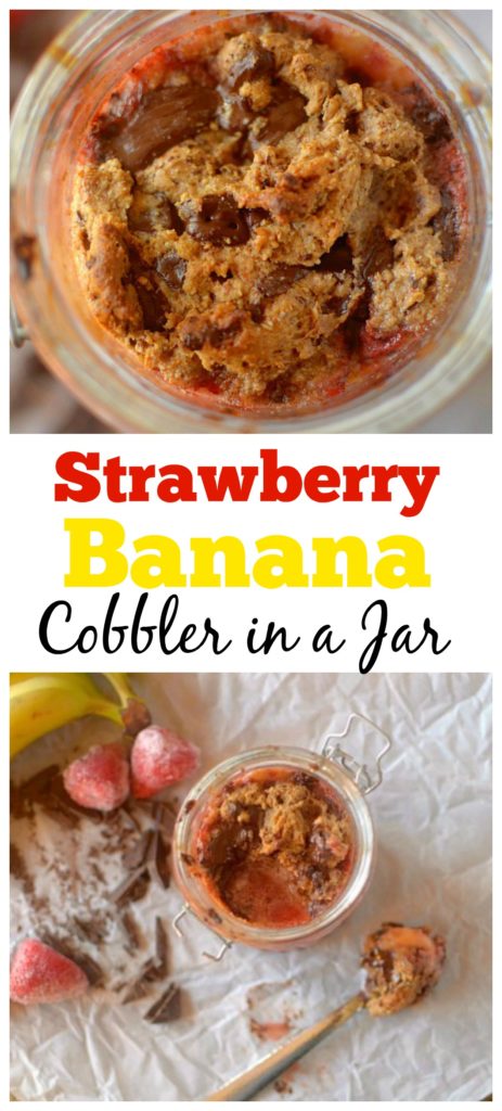 Have your dessert and eat it too, for breakfast! You'd be amazed that this Dark Chocolate Strawberry Banana Cobbler in a Jar is healthy and paleo + vegan!