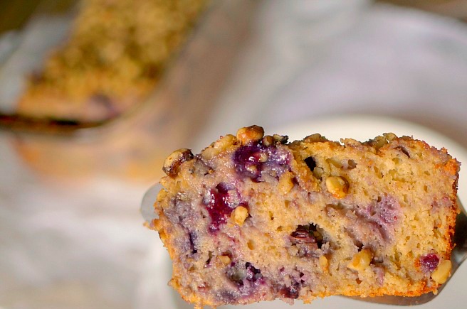 Healthy Blueberry Banana Bread made easy with a complete pancake mix! No butter, oil or refined sugar. Also gluten-free and vegan options!