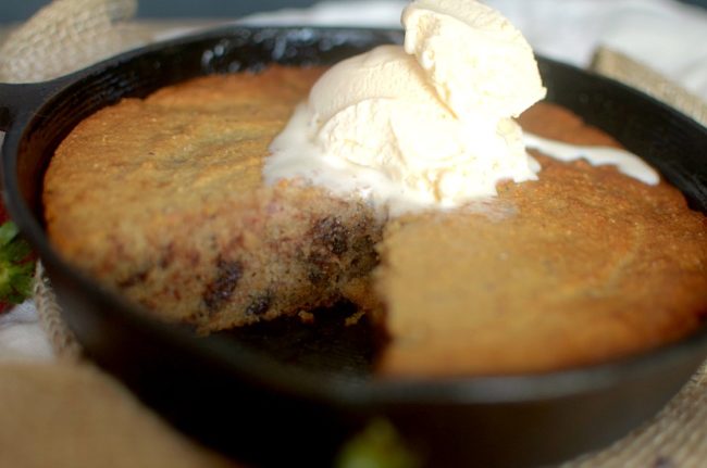 Roasted Strawberry Chocolate Chunk Skillet Cookie 3