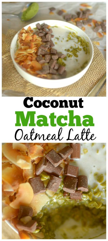Love all things matcha? Try this Coconut Matcha Oatmeal Latte! You get your caffeine and hearty breakfast all in one bowl! Vegan + Gluten-free!