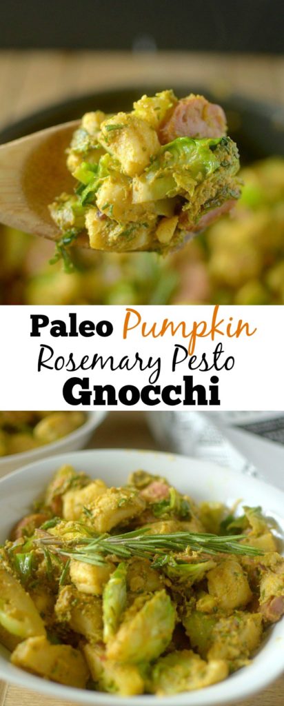  Looking for a crowd-pleasing Fall pasta dish? Make this Paleo Pumpkin Rosemary Pesto Gnocchi! It's full of autumn flavors while being grain-free!