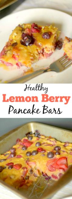 Lemon Berry Pancake Bars are an easy, healthy and delicious portable breakfast with only a few real ingredients! Also with a vegan and gluten-free option!