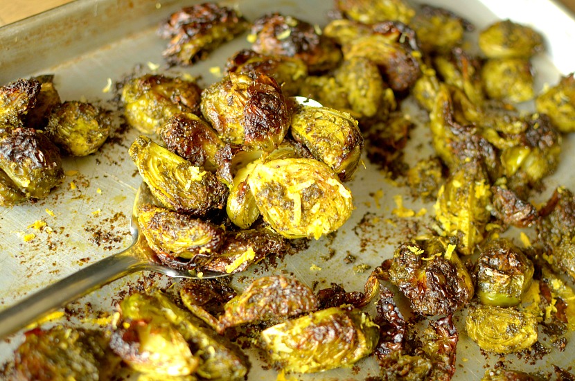 Be prepared to become addicted to these Crispy Lemon Pesto Roasted Brussels Sprouts! So flavorful and drool-worthy, you'll want them on repeat! Also whole30, vegan + paleo friendly.