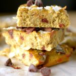 Coconut Cookie Dough Baked Protein Bars are an easy and delicious breakfast, snack or dessert filled with wholesome ingredients. Paleo, low carb and gluten-free!