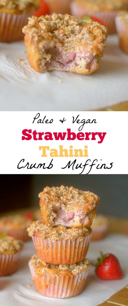 In the mood for muffins? Make these healthy Strawberry Tahini Crumb Muffins! They're perfectly sweet without refined sugar. Also Paleo + Vegan friendly!