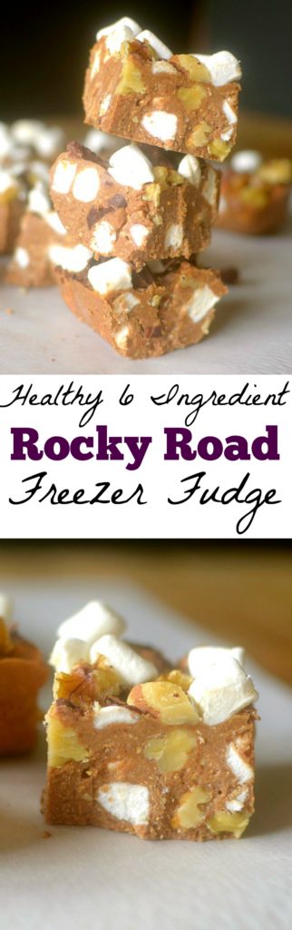 Rocky Road Brownie Batter Freezer Fudge is a simple no-bake treat that's made with only 6 ingredients and can be made in 5 minutes! Low-carb, GF & Vegan!