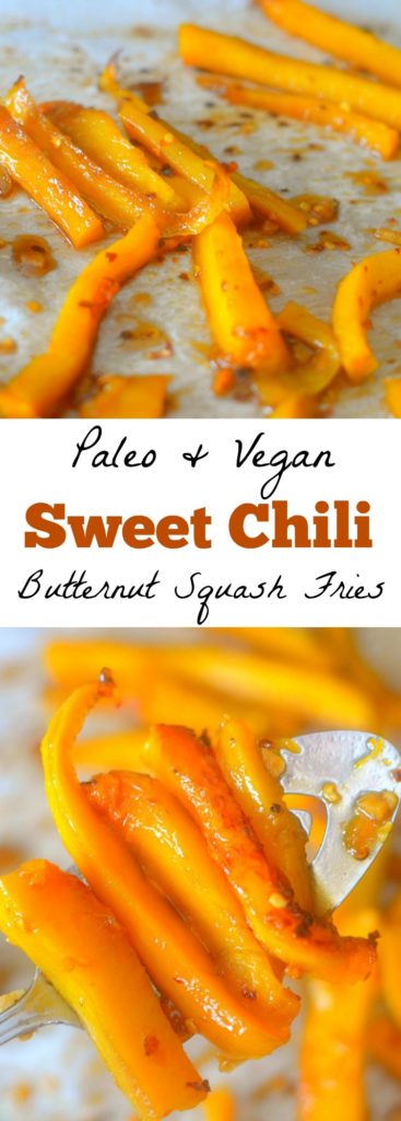 Try a new way to enjoy squash by making these Sweet Chili Butternut Squash Fries! They're easy to make, flavorful, and vegan + paleo friendly!