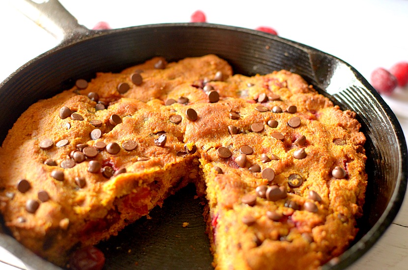 Pumpkin Cranberry Skillet Cake is an easy and wholesome dessert, breakfast or snack made with real ingredients! Paleo, vegan, grain-free and gluten-free!