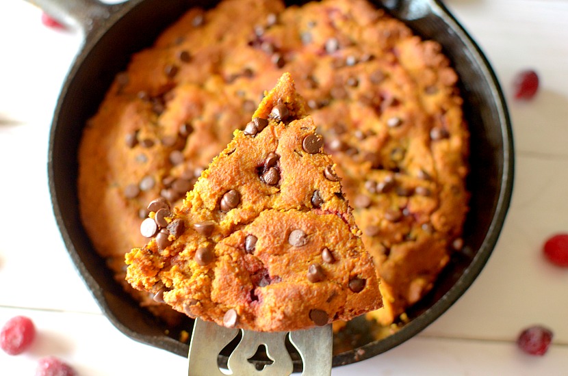 Pumpkin Cranberry Skillet Cake is an easy and wholesome dessert, breakfast or snack made with real ingredients! Paleo, vegan, grain-free and gluten-free!