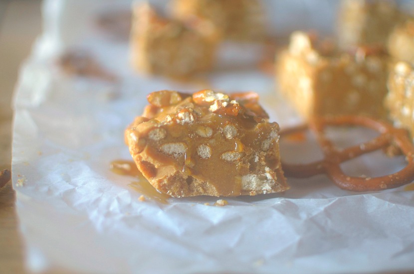 Peanut Butter Pretzel Caramel Fudge is an easy-to-make, delectable fudge that everyone will love!  Only 4 ingredients, vegan + gluten-free friendly!