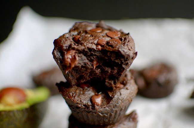 Chocolate Avocado flourless muffins are a healthy and delicious breakfast or snack made with 7 ingredients! Paleo, vegan and gluten-free!