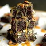 These Flourless Turtle Brownies will be your next go-to brownie recipe!  Super simple to make plus gluten-free, grain-free, dairy-free, paleo with a vegan option!