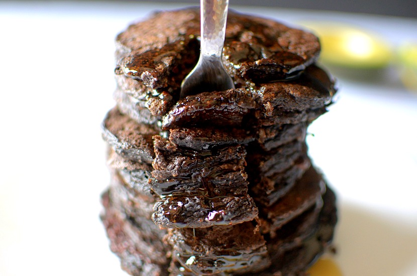 Get a healthy start to your day with these Chocolate Avocado Blender Pancakes! They’re sweet, filling + taste like dessert! Vegan + GF