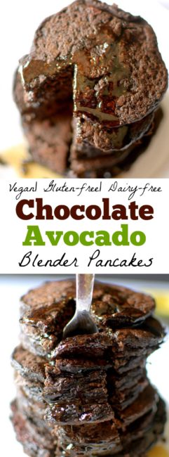Get a healthy start to your day with these Chocolate Avocado Blender Pancakes! They’re sweet, filling + taste like dessert! Vegan + GF