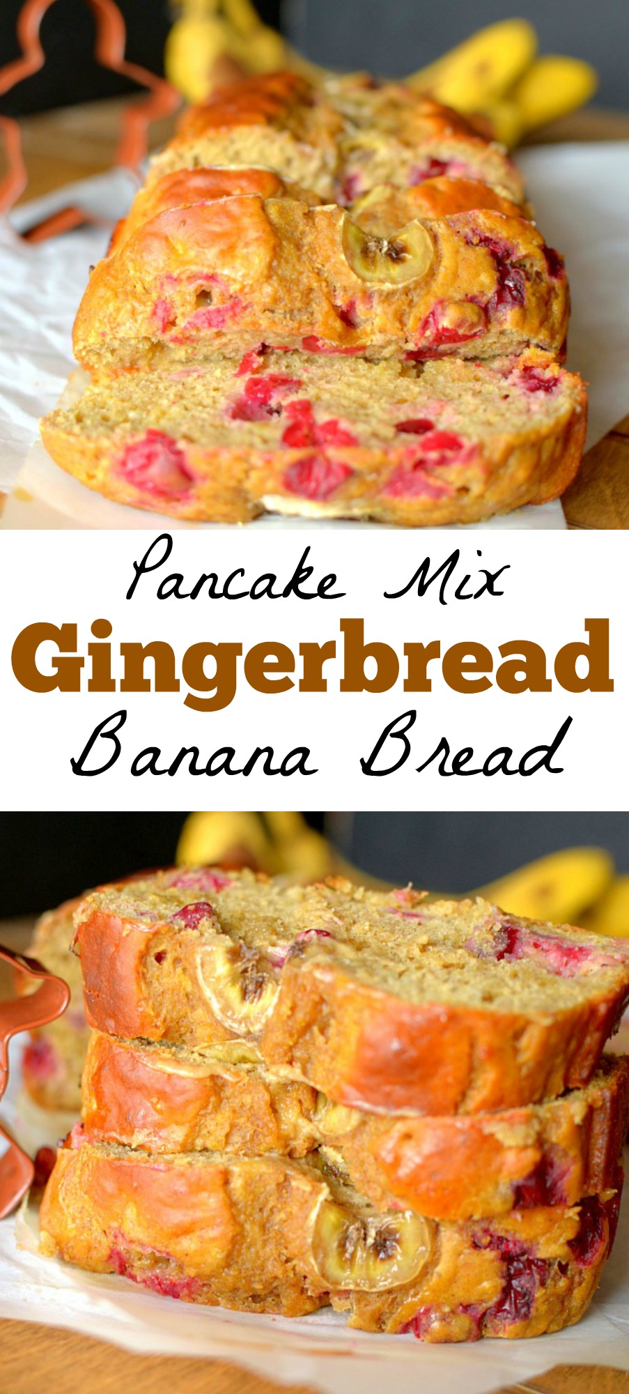 Healthy Gingerbread Pancake Mix Banana Bread { Gluten-free + Vegan Option)