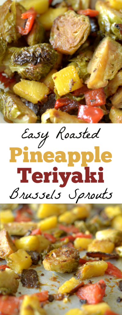 These Pineapple Teriyaki Roasted Brussels Sprouts are a tasty + addicting sweet and savory side dish that anyone will love, even brussels sprouts haters! 