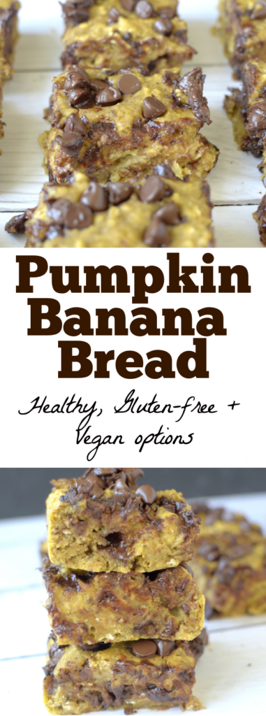 This Healthy Pumpkin Banana Bread will be your new favorite fall quick bread! Made with wholesome ingredients and also has gluten-free and vegan options!